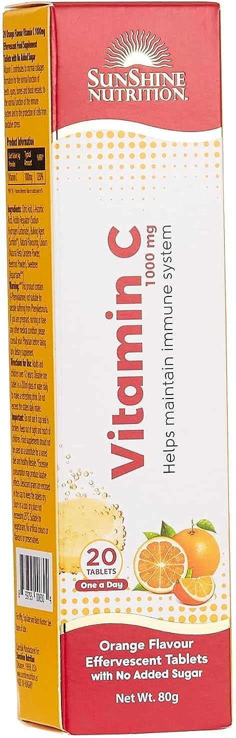 Sunshine Vitamin C 1000mg Orange Effervescent Tablets - 20 Count