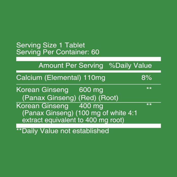 Nutritionl Korean Ginseng 1000mg Tabs 60`S
