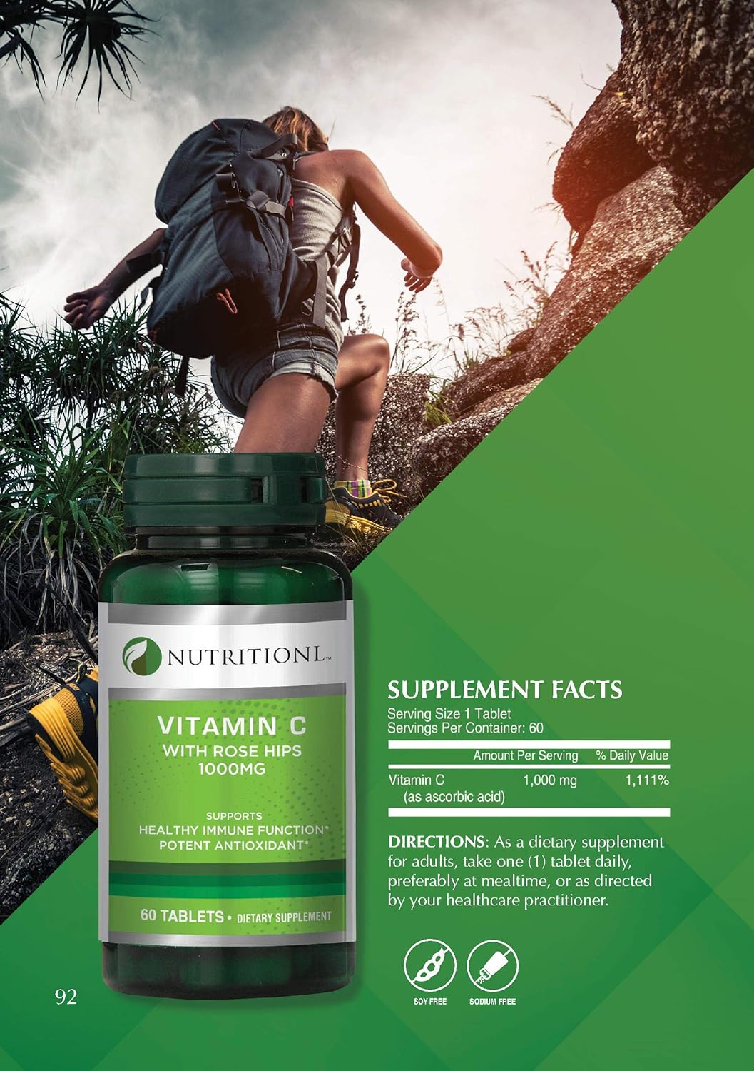 Nutritionalvitamin C 1000mg With Rose Hips Tablets - 60 Count