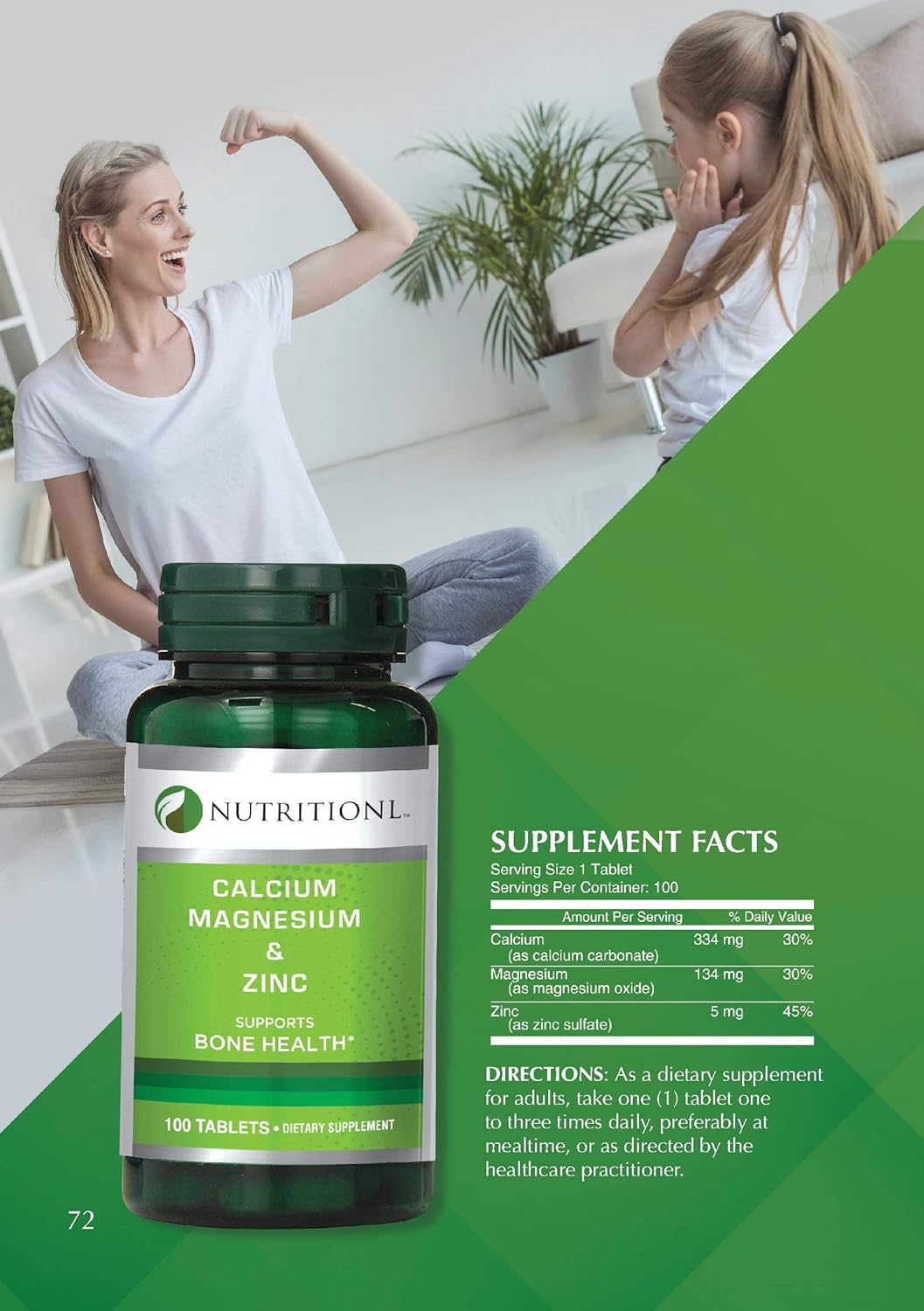Nutritional Calcium Magnesium & Zinc Tablets 100's (08104)