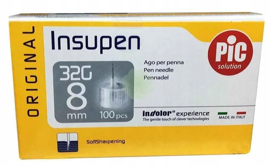 Pic Insupen Pen Needles 32g X 8mm 100's – Fine Insulin Pen Needles For Daily Diabetes Care