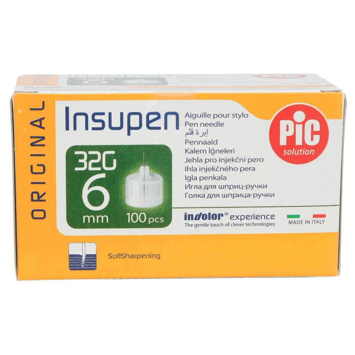 Pic Insupen Pen Needles 32g X 6mm 100's – Fine Insulin Pen Needles For Daily Diabetes Care