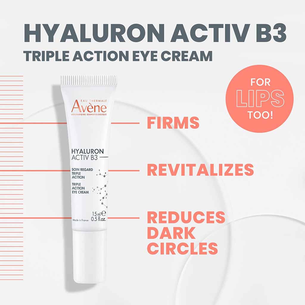 Avene Hyaluron Activ B3 Triple Correction Eye Cream With Niacinamide & Hyaluronic Acid For Wrinkles, Firmness & Dark Circles