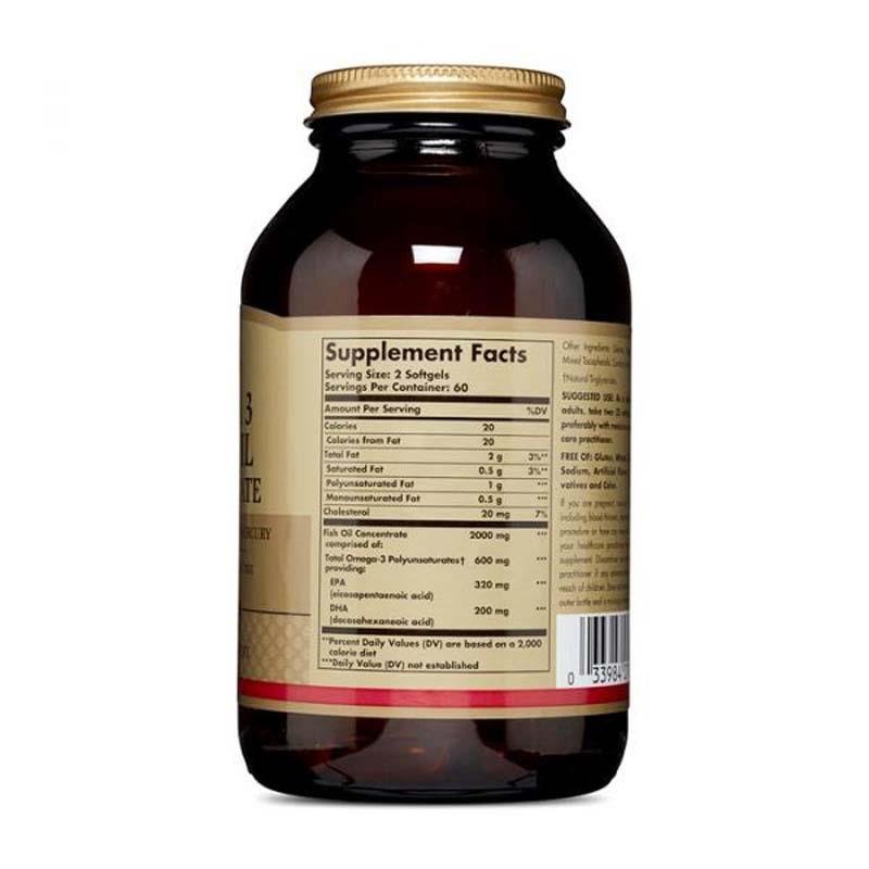 Solgar Omega-3 Fish Oil Concentrate 120 Softgels For Heart, Brain & Joint Health