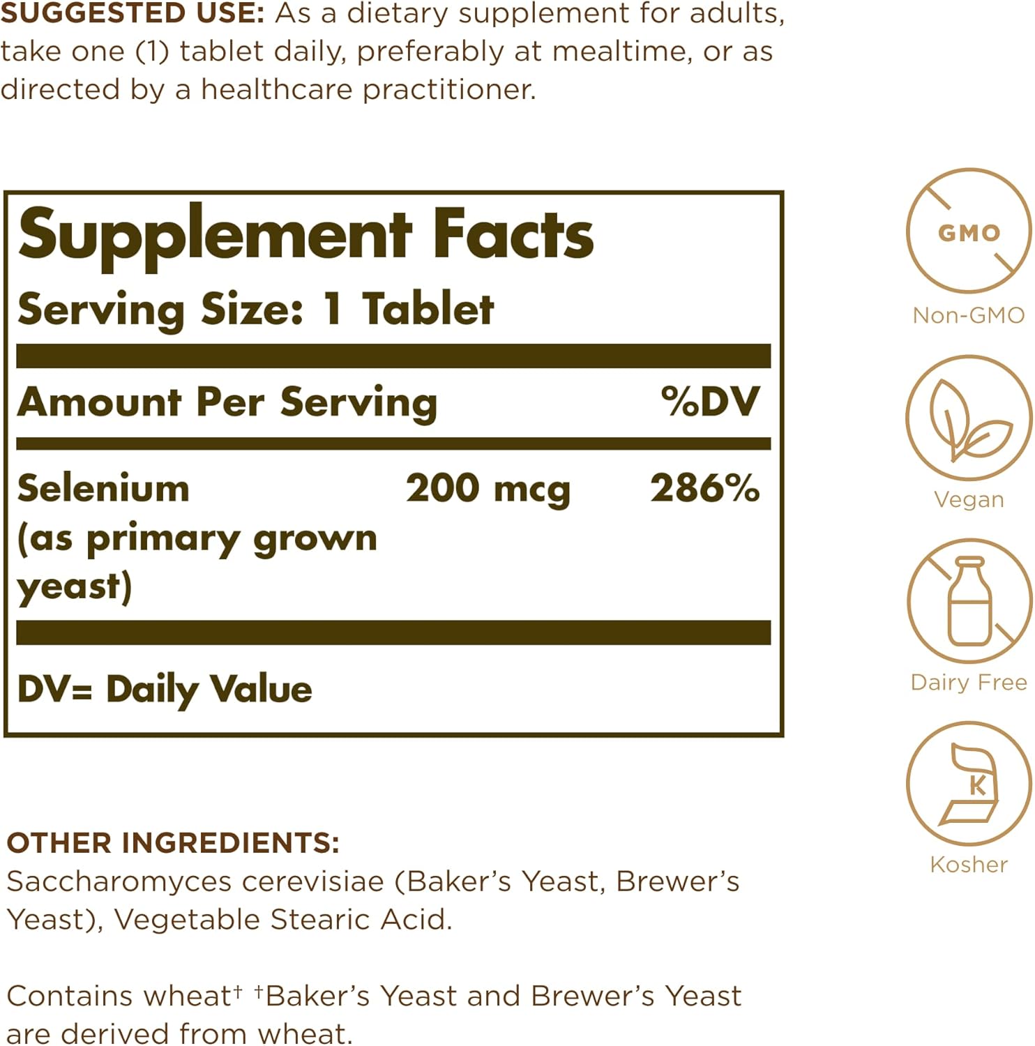 Solgar Selenium 200mcg Tablets - 100 Count