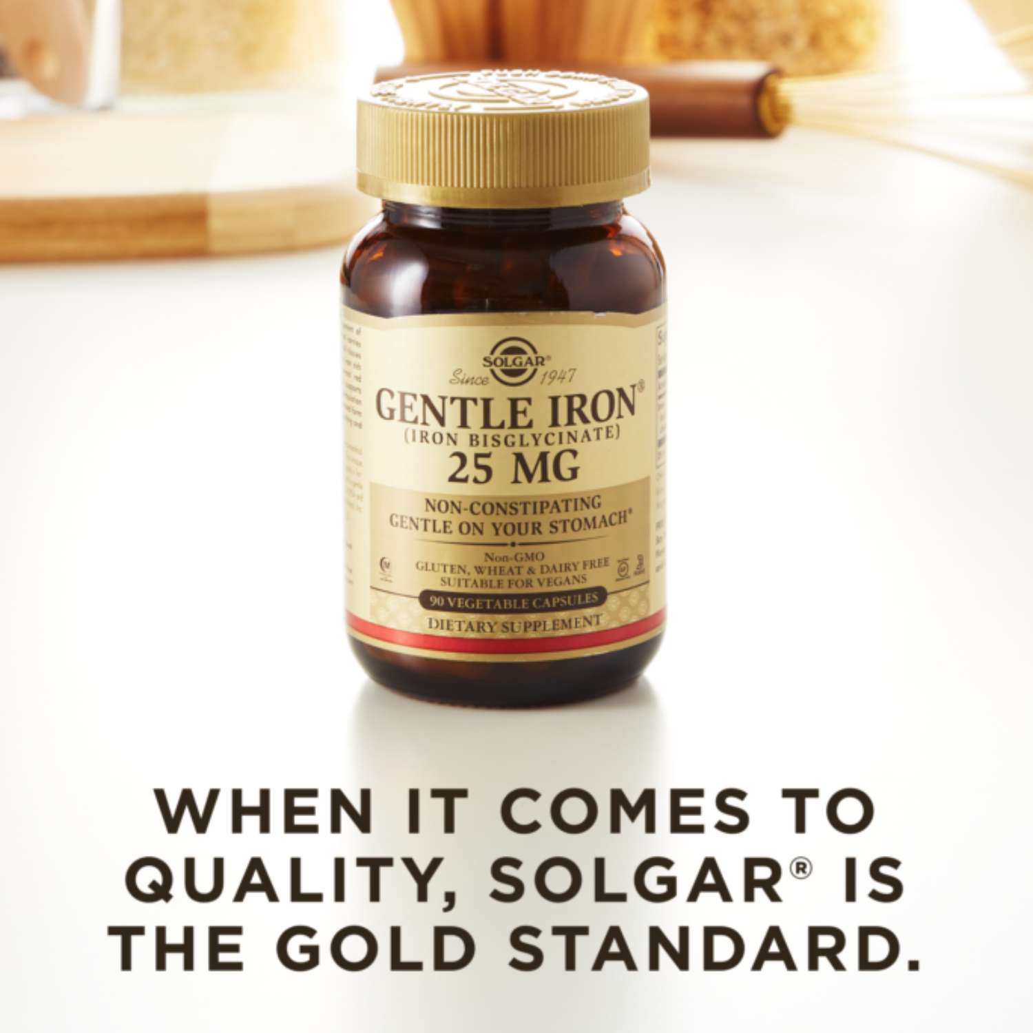 Solgar Gentle Iron 25mg 90 Vegetable Capsules For Iron Support & Energy