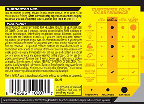 Cellucor C4 Original Idseries Pre-Workout, Icy Blue Razz, 30 Servings, 195 Gm
