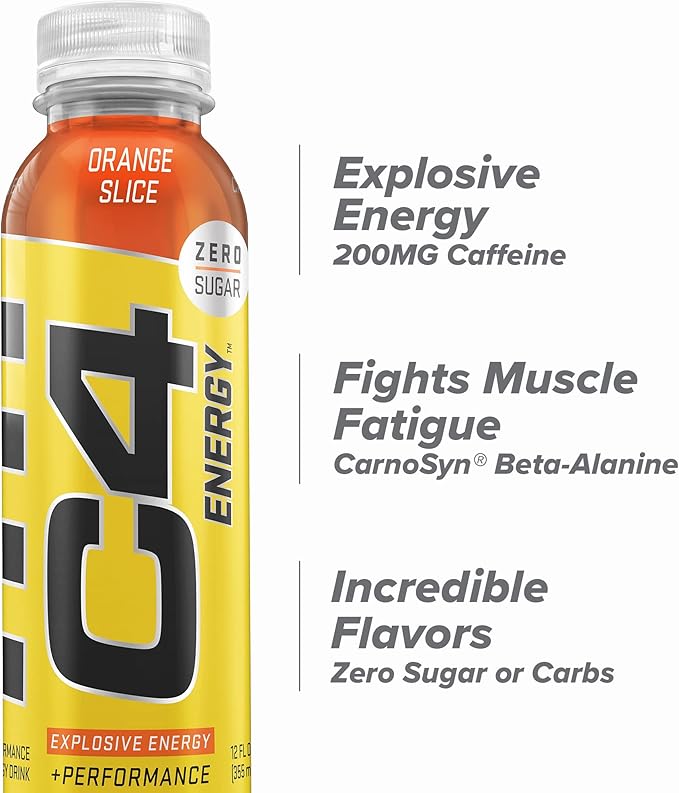 Cellucor C4 Energy Zero Sugar Pre-workout Drink With Beta-alanine Orange Slice 355ml For Energy & Performance