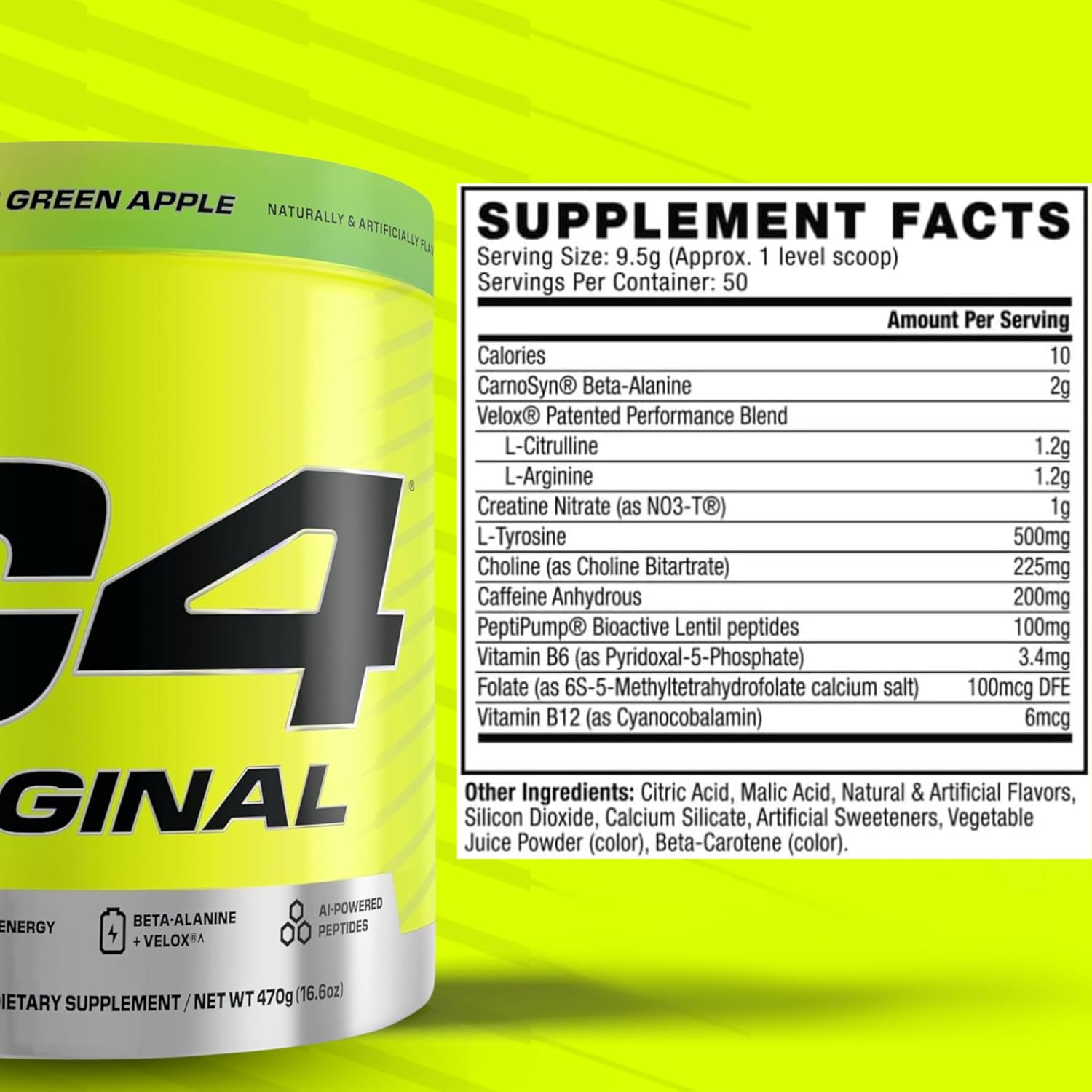 Cellucor C4 Original Pre-workout Green Apple 50 Servings For Energy, Focus & Performance