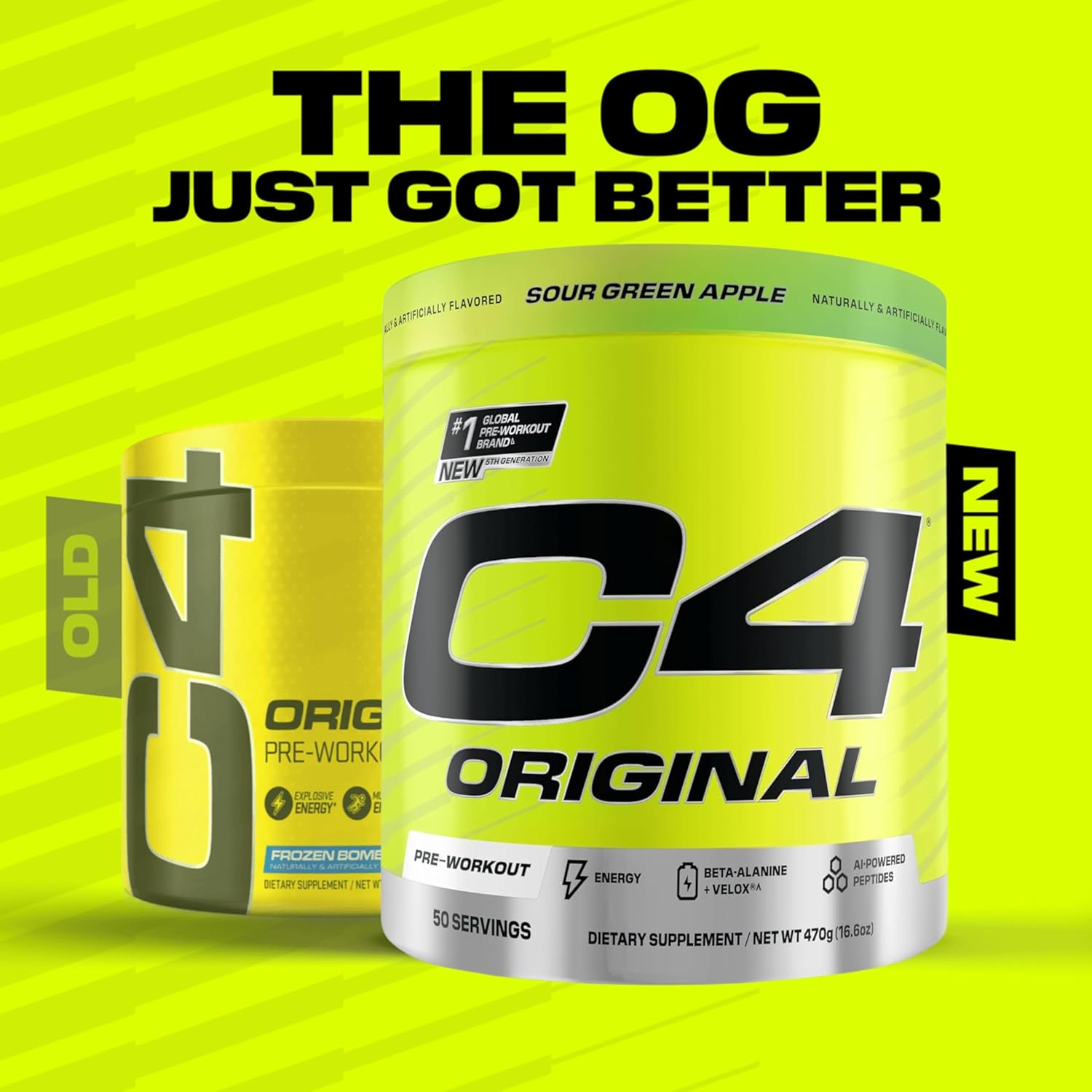 Cellucor C4 Original Pre-workout Green Apple 50 Servings For Energy, Focus & Performance