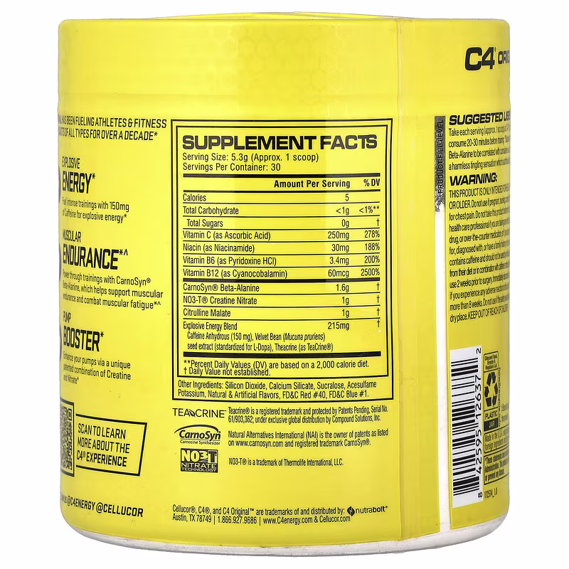 Cellucor C4 Original Pre-workout Grape 30 Servings For Energy, Focus & Performance