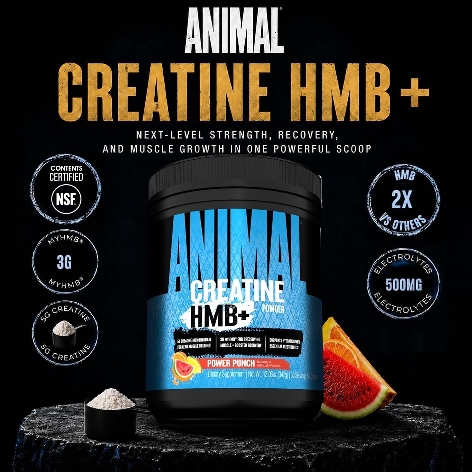 Universal Nutrition Animal Creatine Hmb+ Power Punch 342g With Creatine Monohydrate & Hmb For Strength, Power & Recovery