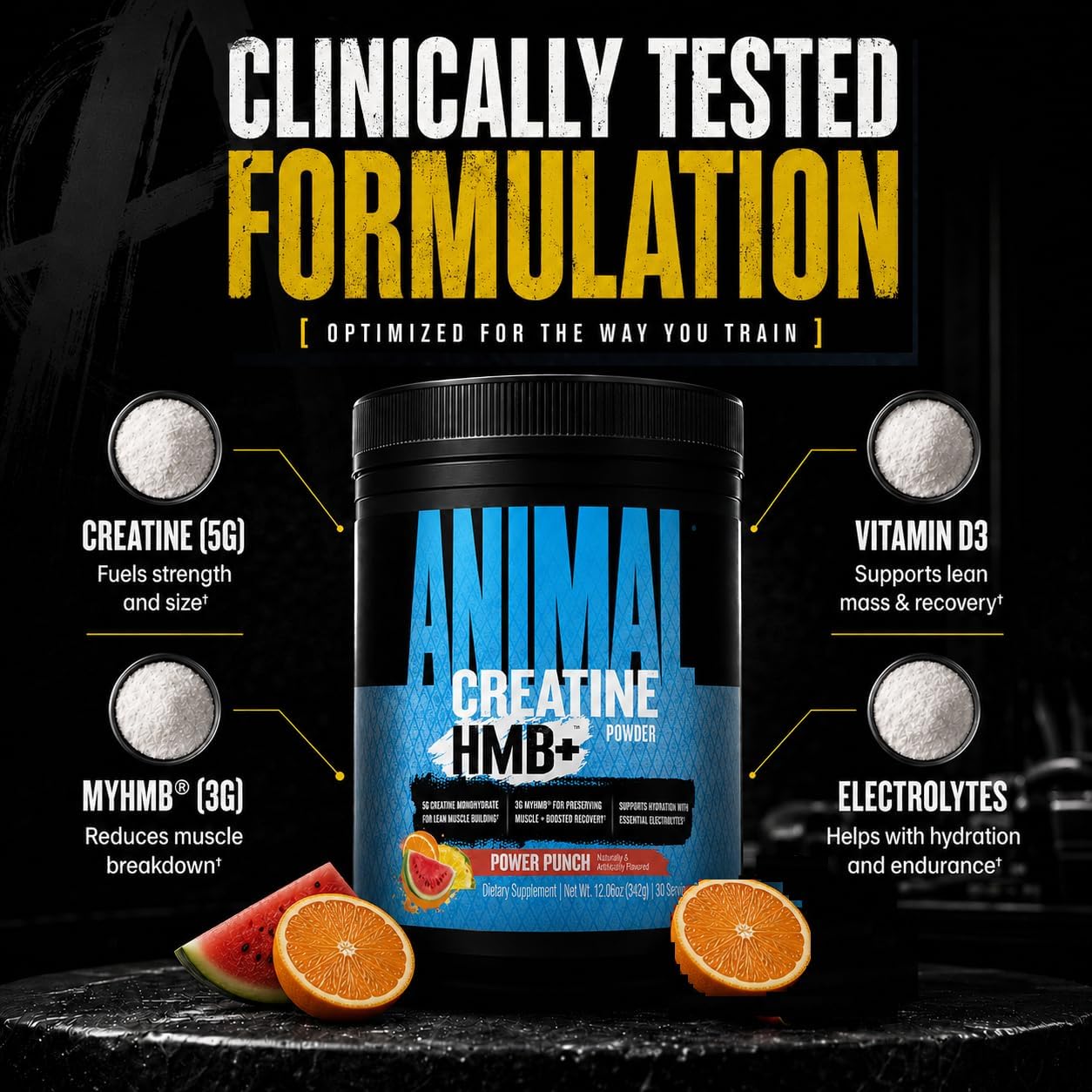 Universal Nutrition Animal Creatine Hmb+ Power Punch 342g With Creatine Monohydrate & Hmb For Strength, Power & Recovery