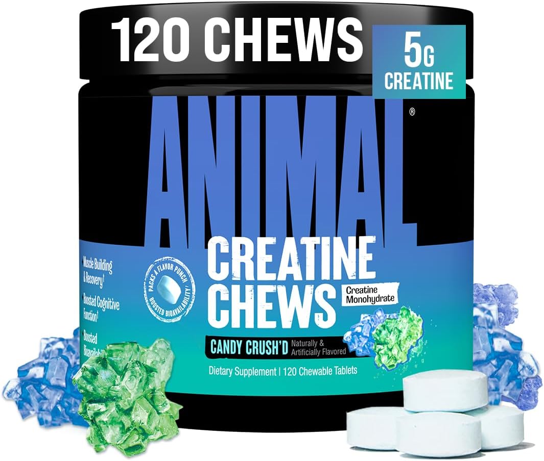 Universal Nutrition Animal Creatine Chews Candy Crush'd 120 Chews With Creatine Monohydrate For Strength & Muscle Performance