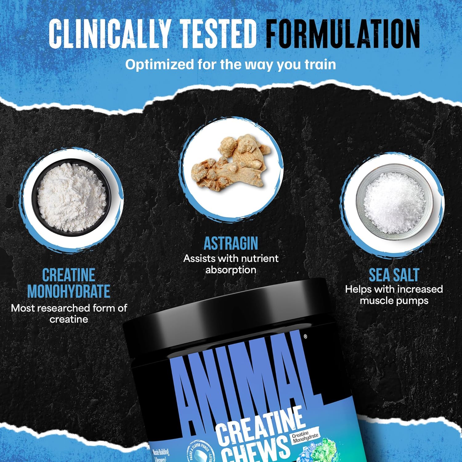 Universal Nutrition Animal Creatine Chews Candy Crush'd 120 Chews With Creatine Monohydrate For Strength & Muscle Performance