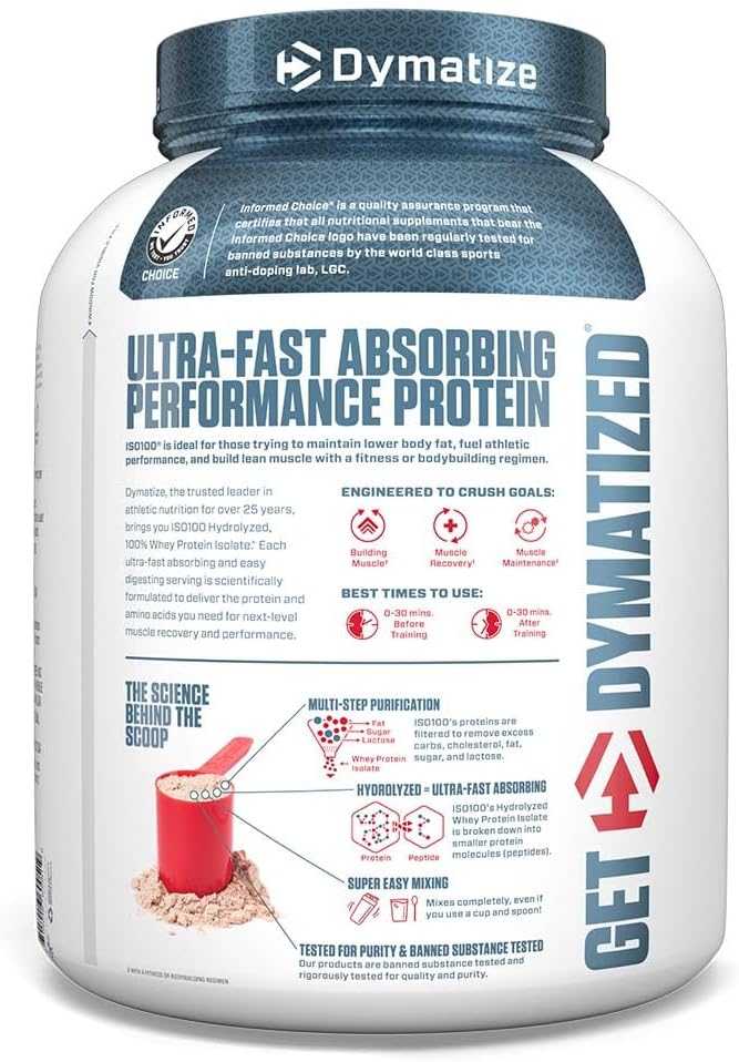 Dymatize Iso100 Hydrolyzed Whey Protein Isolate Gourmet Chocolate 5lb (2.27kg) – 25g Protein For Fast Muscle Recovery & Lean Muscle Support