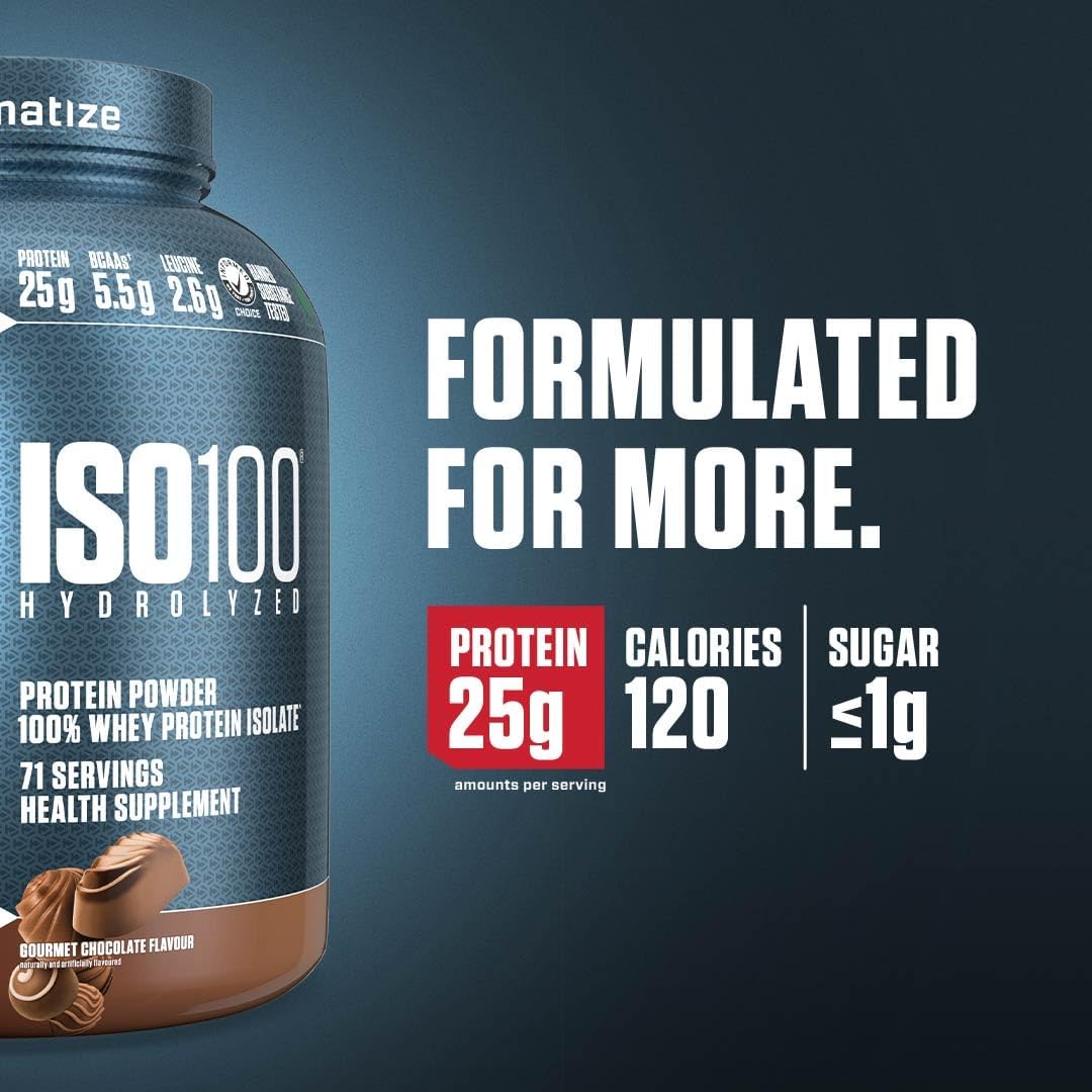 Dymatize Iso100 Hydrolyzed Whey Protein Isolate Gourmet Chocolate 5lb (2.27kg) – 25g Protein For Fast Muscle Recovery & Lean Muscle Support
