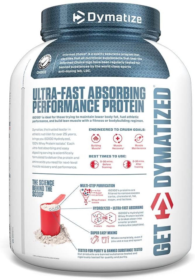 Dymatize Iso100 Hydrolyzed Whey Protein Isolate Cookies & Cream 5lb (2.27kg) – 25g Protein For Fast Muscle Recovery & Lean Muscle Support