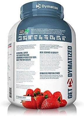 Dymatize Iso100 Hydrolyzed Whey Protein Isolate Strawberry 5lb (2.27kg) – 25g Protein For Fast Muscle Recovery & Lean Muscle Support