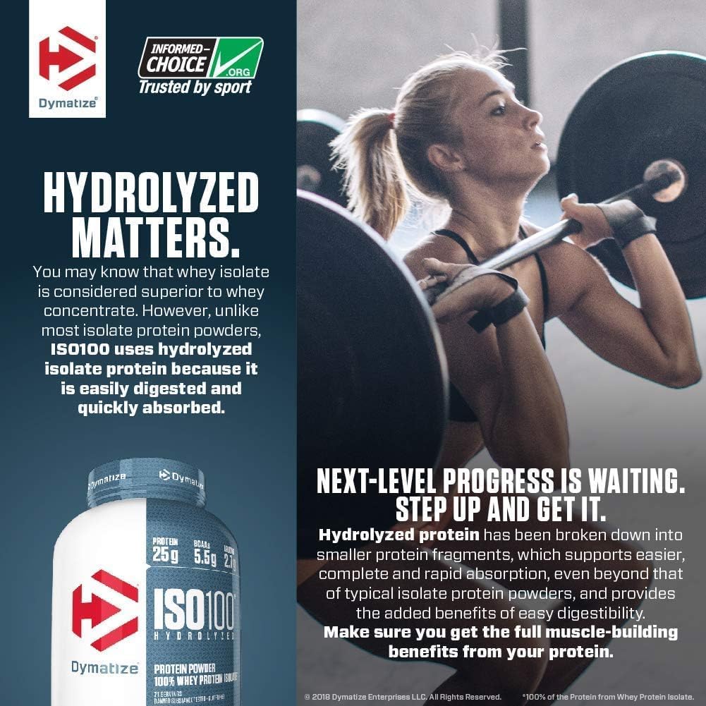 Dymatize Iso100 Hydrolyzed Whey Protein Isolate Strawberry 5lb (2.27kg) – 25g Protein For Fast Muscle Recovery & Lean Muscle Support