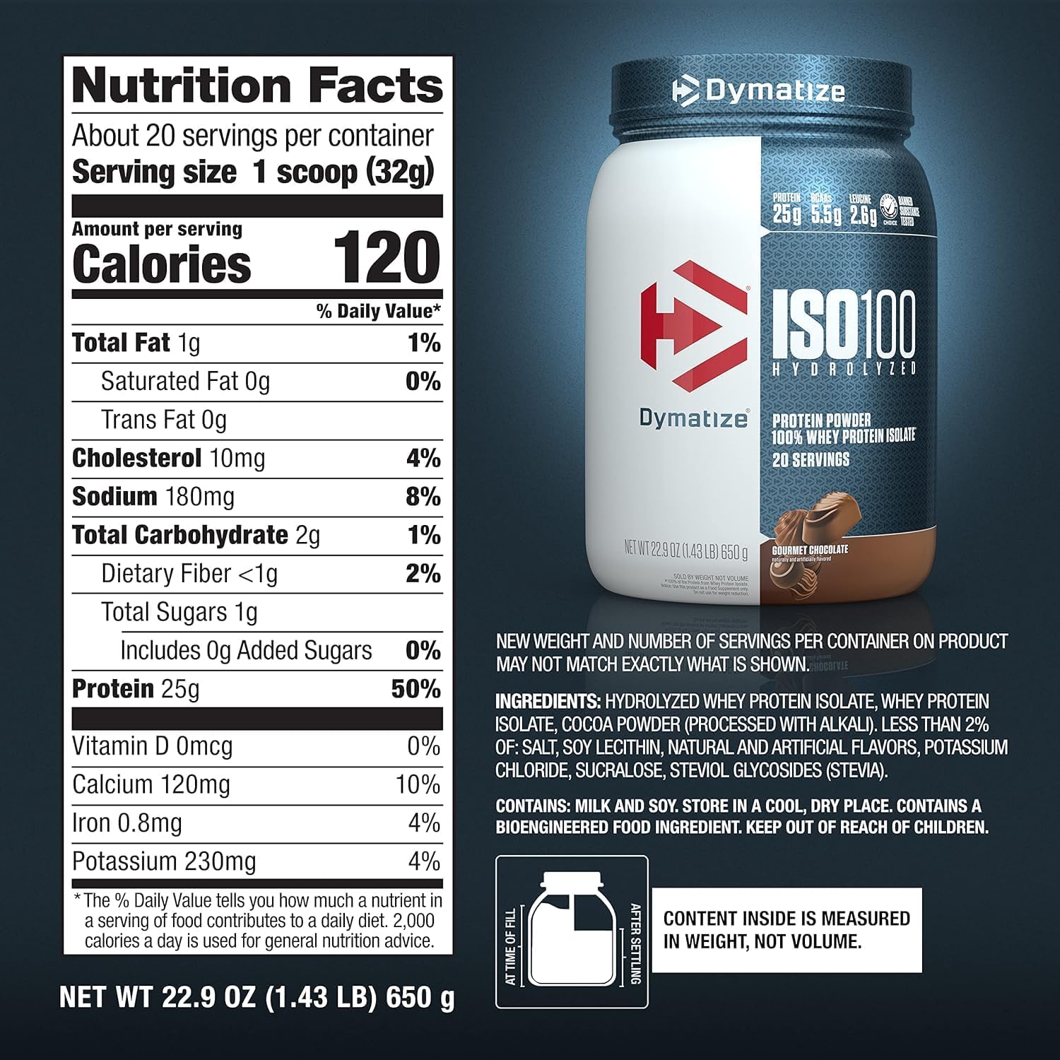 Dymatize ISO100 Hydrolyzed Whey Protein Isolate Gourmet Chocolate 3LB (1.37 KG) – 25g Protein For Muscle Growth & Recovery