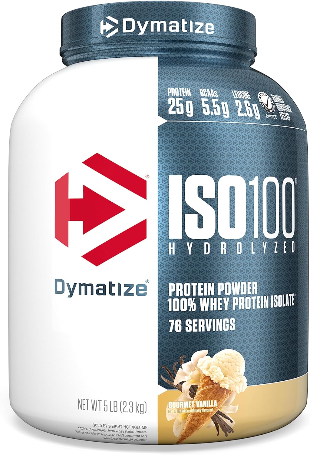 Dymatize Iso100 Hydrolyzed Whey Protein Isolate Gourmet Vanilla 5lb (2.27kg) – 25g Protein For Fast Muscle Recovery & Lean Muscle Support