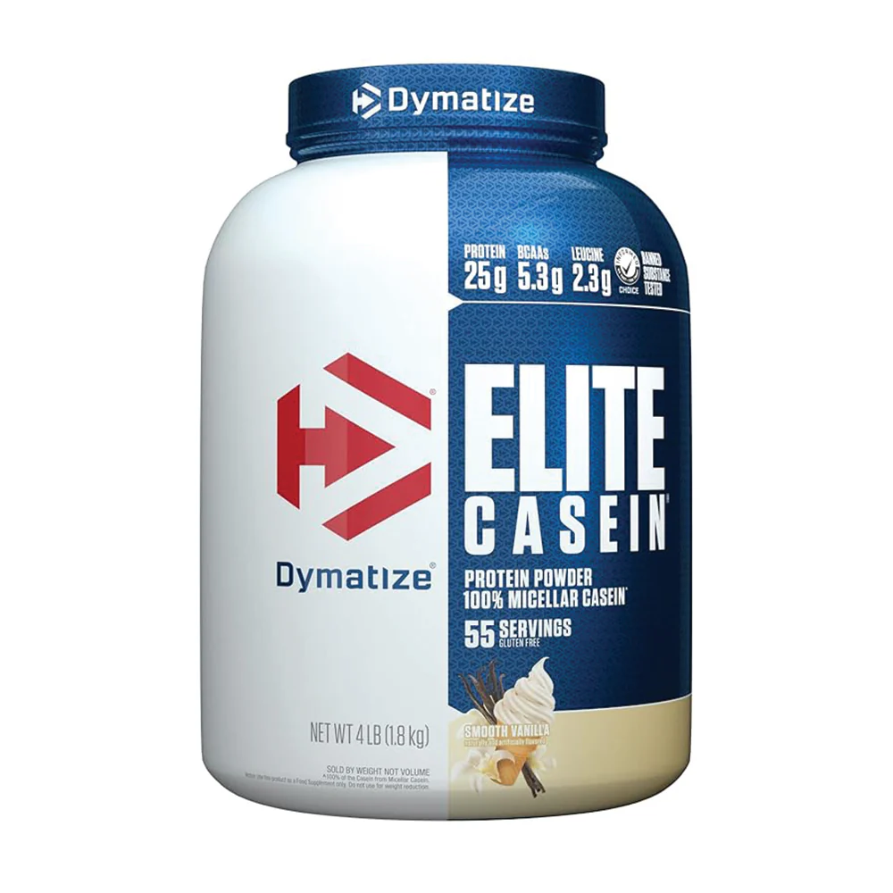 Dymatize Elite Casein Smooth Vanilla 4 Lb (1.81 Kg) For Overnight Muscle Recovery