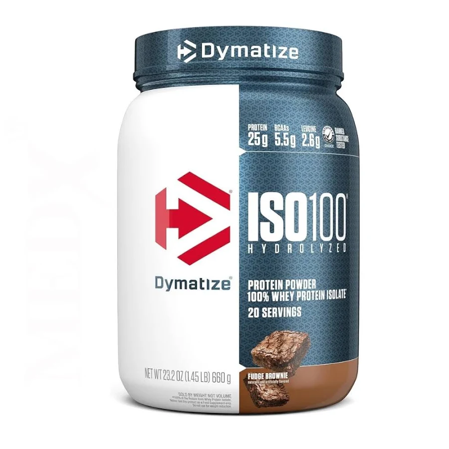 Dymatize Iso100 Hydrolyzed Whey Protein Fudge Brownie 1.3lb With 25g Protein & 5.5g Bcaas
