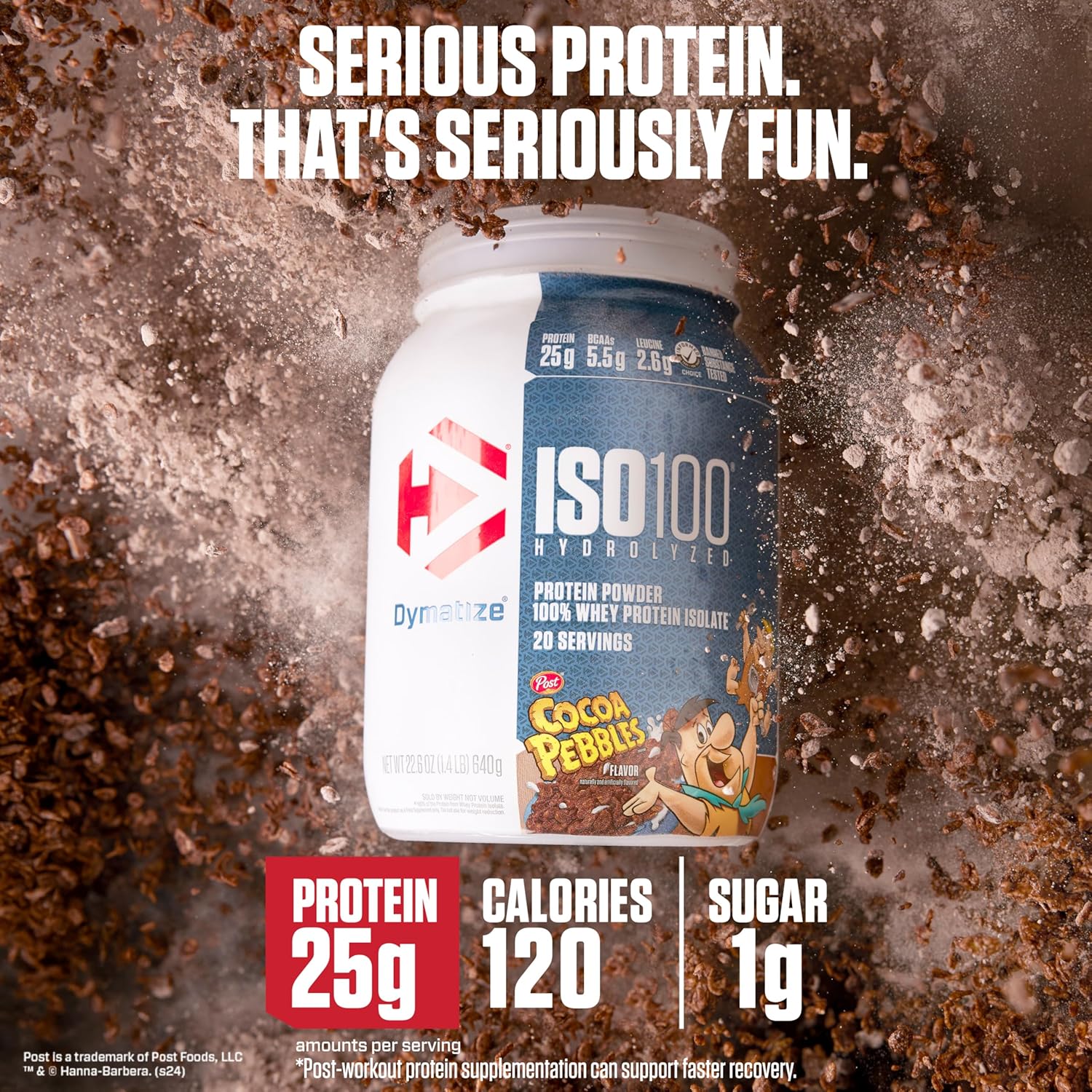 Dymatize Iso100 Hydrolyzed Whey Protein Cocoa Pebbles 20 Servings 1.3lb (600g) With 25g Protein & 5.5g Bcaas For Fast-absorbing Muscle Recovery