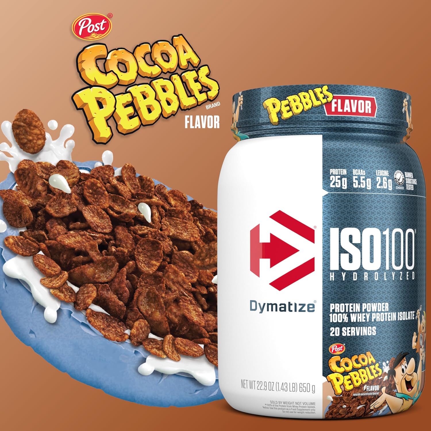Dymatize Iso100 Hydrolyzed Whey Protein Cocoa Pebbles 20 Servings 1.3lb (600g) With 25g Protein & 5.5g Bcaas For Fast-absorbing Muscle Recovery