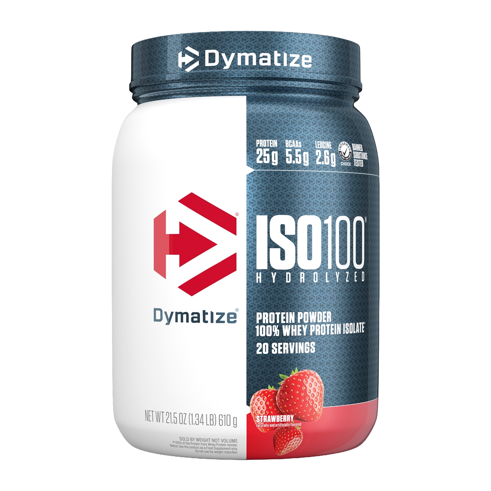 Dymatize Iso100 Hydrolyzed Whey Protein Strawberry 20 Servings 1.3lb (600g) With 25g Protein & 5.5g Bcaas For Fast-absorbing Muscle Recovery