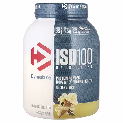 Dymatize Iso100 Hydrolyzed Whey Protein Isolate Gourmet Vanilla 3lb – 25g Fast-absorbing Protein For Muscle Recovery
