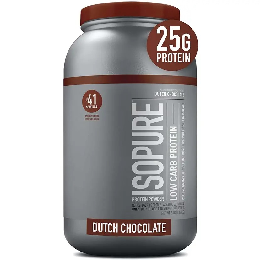 Nature's Best Isopure Low Carb Whey Protein Isolate Dutch Chocolate 3lb (1.36kg) – 25g Protein for Muscle Support & Recovery
