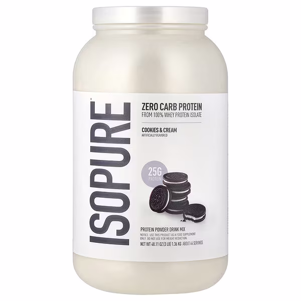 Natures Best Isopure Zero Carb Whey Protein Isolate Cookies & Cream 3lb – 25g Protein For Muscle Support & Recovery