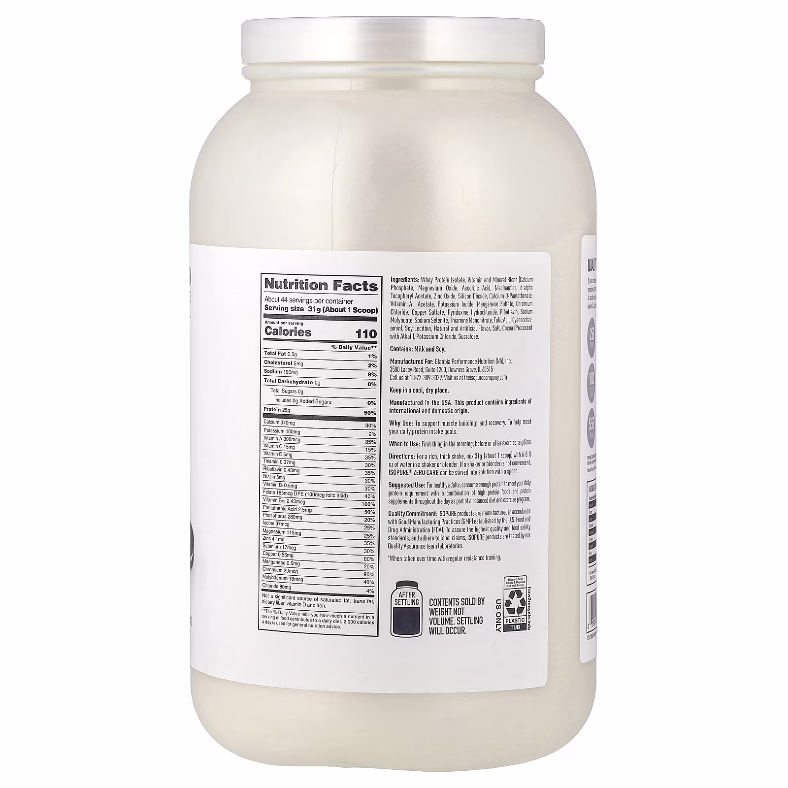 Natures Best Isopure Zero Carb Whey Protein Isolate Cookies & Cream 3lb – 25g Protein For Muscle Support & Recovery