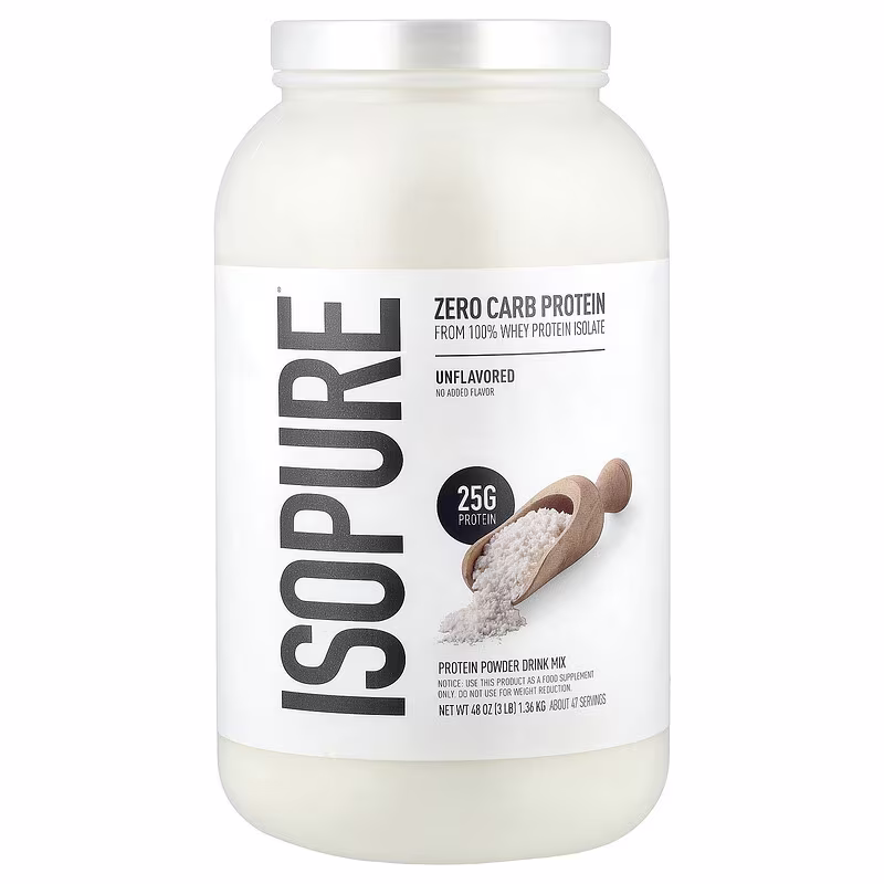 Nature's Best Isopure Zero Carb Whey Protein Isolate Natural Unflavored 3lb – 25g Protein For Muscle Recovery & Lean Nutrition