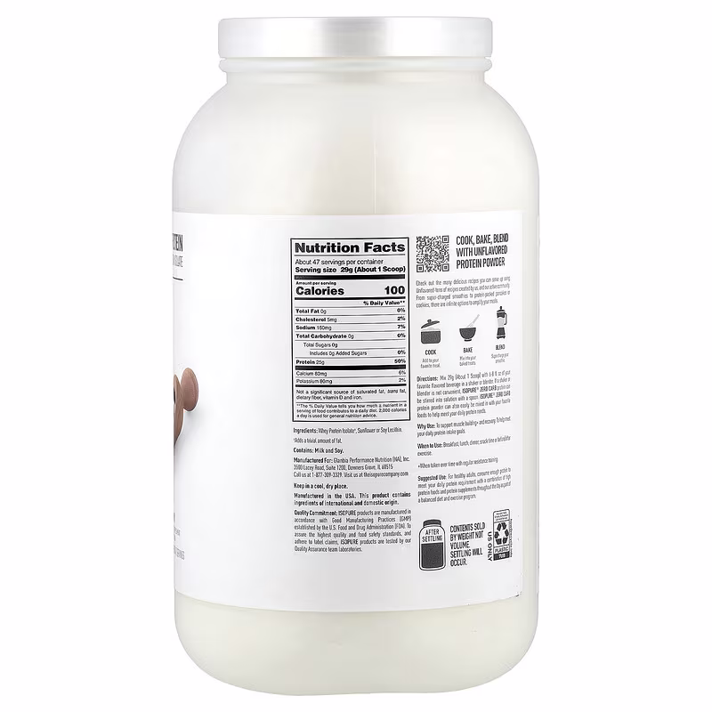 Nature's Best Isopure Zero Carb Whey Protein Isolate Natural Unflavored 3lb – 25g Protein For Muscle Recovery & Lean Nutrition