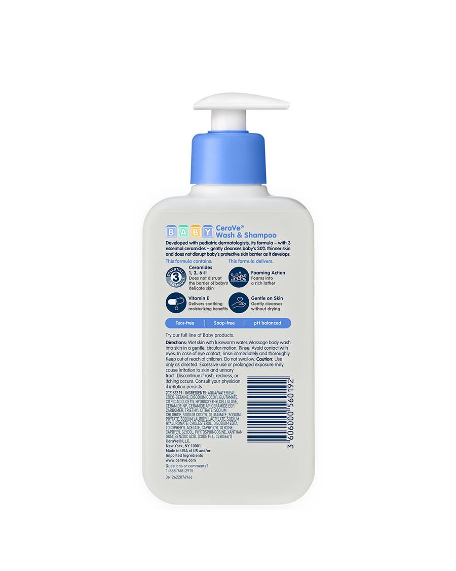 Cerave Baby Wash & Shampoo 237ml For Gentle Cleansing Of Hair & Skin