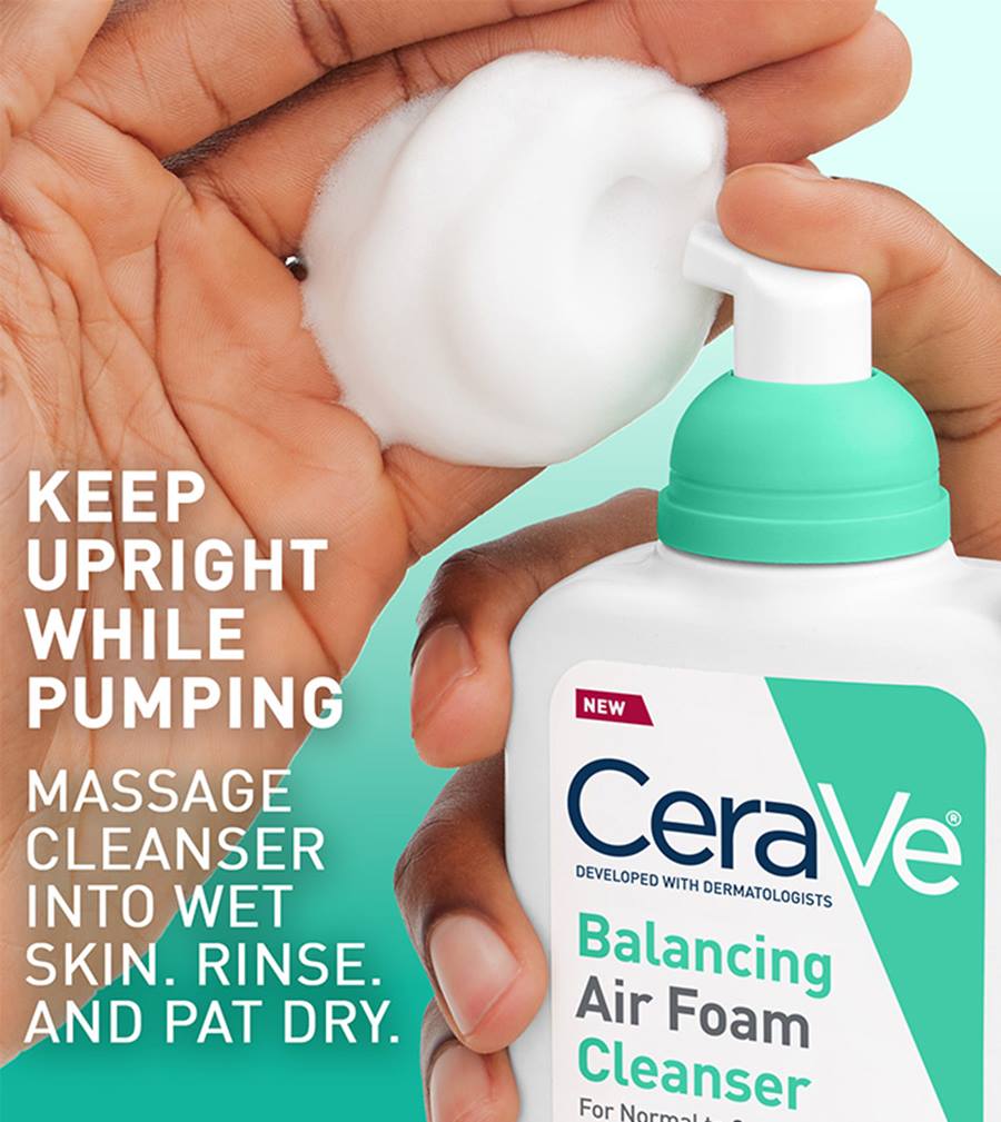 Cerave Balancing Air Foam Cleanser 148ml For Oil Control & Gentle Face Cleansing