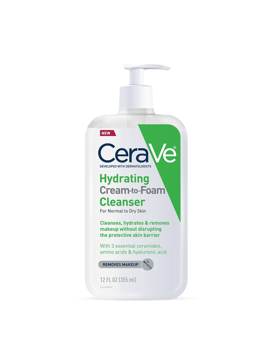 Cerave Hydrating Cream-to-foam Cleanser 236ml For Makeup Removal & Gentle Cleansing