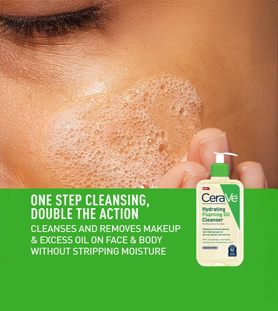 Cerave Hydrating Foaming Oil Cleanser 236ml For Dry To Very Dry Skin Cleansing