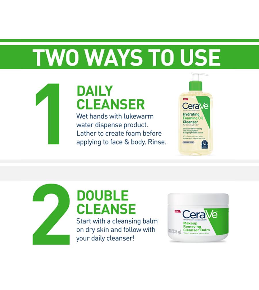 Cerave Hydrating Foaming Oil Cleanser 236ml For Dry To Very Dry Skin Cleansing
