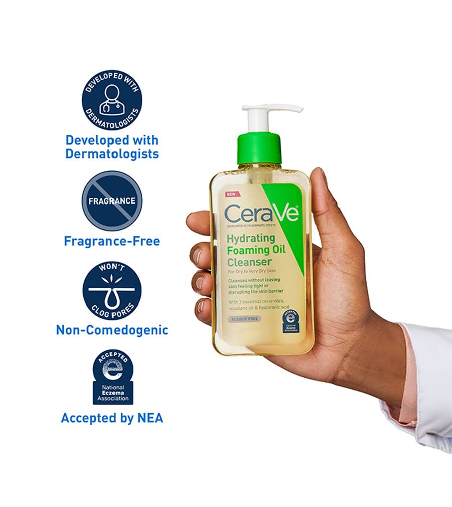Cerave Hydrating Foaming Oil Cleanser 236ml For Dry To Very Dry Skin Cleansing