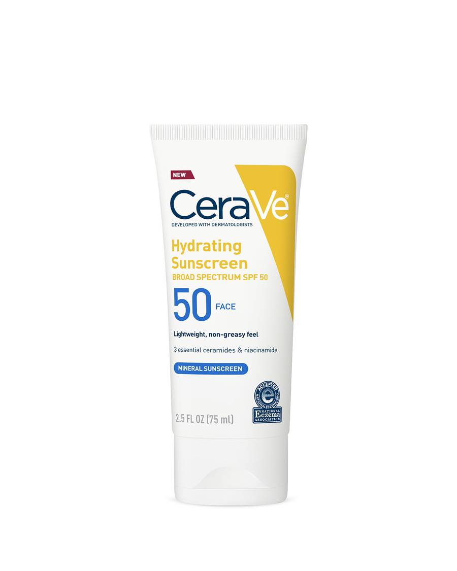 Cerave Hydrating Mineral Sunscreen Spf50 75ml For Broad Spectrum Uv Protection