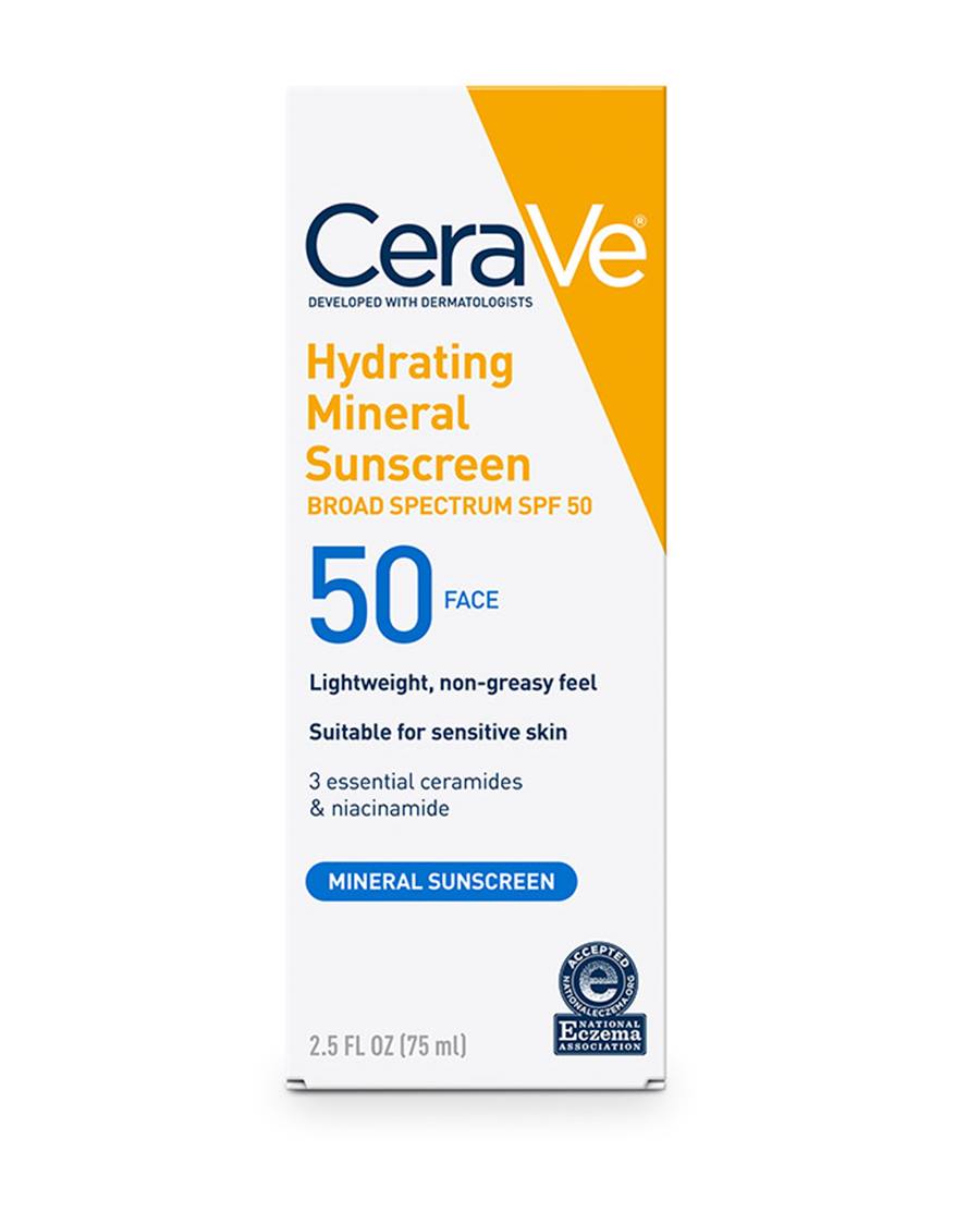 Cerave Hydrating Mineral Sunscreen Spf50 75ml For Broad Spectrum Uv Protection