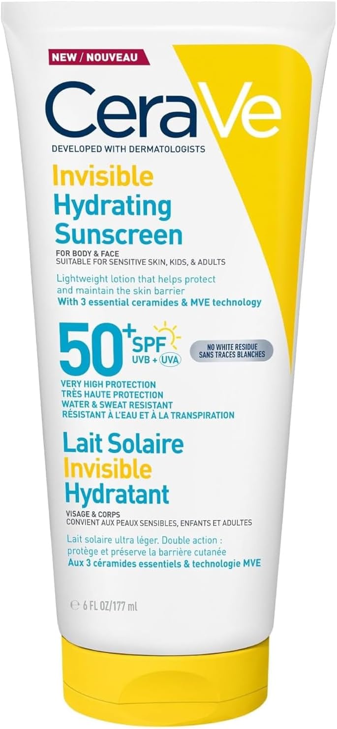 Cerave Invisible Hydrating Sunscreen Spf 50+ 177ml – Broad-spectrum Uv Protection & Hydration