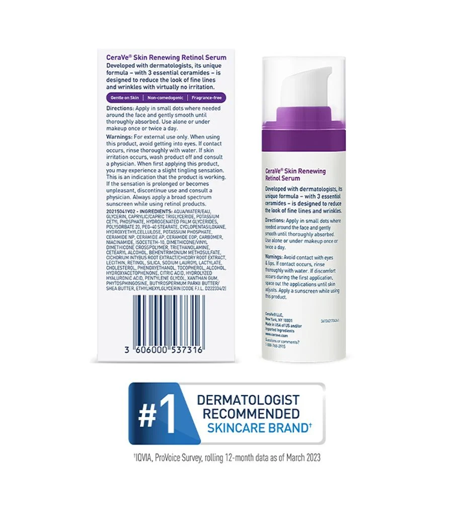 Cerave Skin Renewing Retinol Serum 30ml – Helps Smooth Fine Lines & Improve Skin Texture