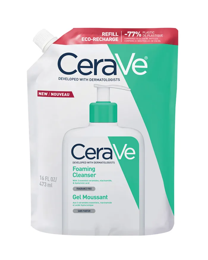 Cerave Foaming Facial Cleanser Refill 16oz – Removes Excess Oil Without Disrupting Skin Barrier