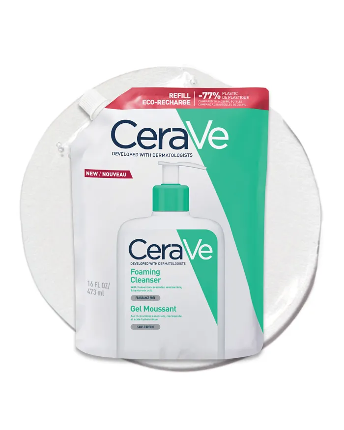 Cerave Foaming Facial Cleanser Refill 16oz – Removes Excess Oil Without Disrupting Skin Barrier