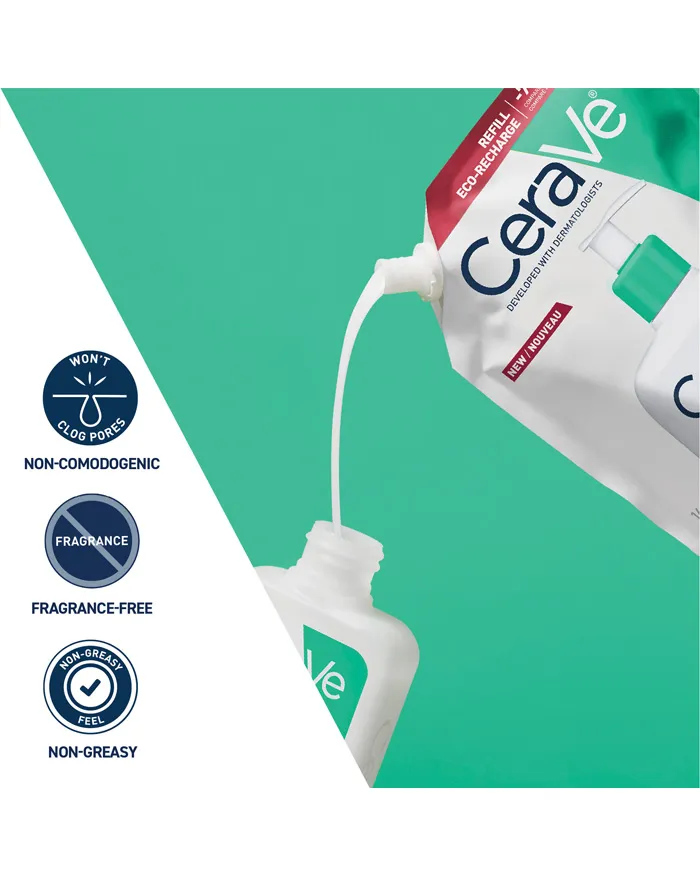 Cerave Foaming Facial Cleanser Refill 16oz – Removes Excess Oil Without Disrupting Skin Barrier
